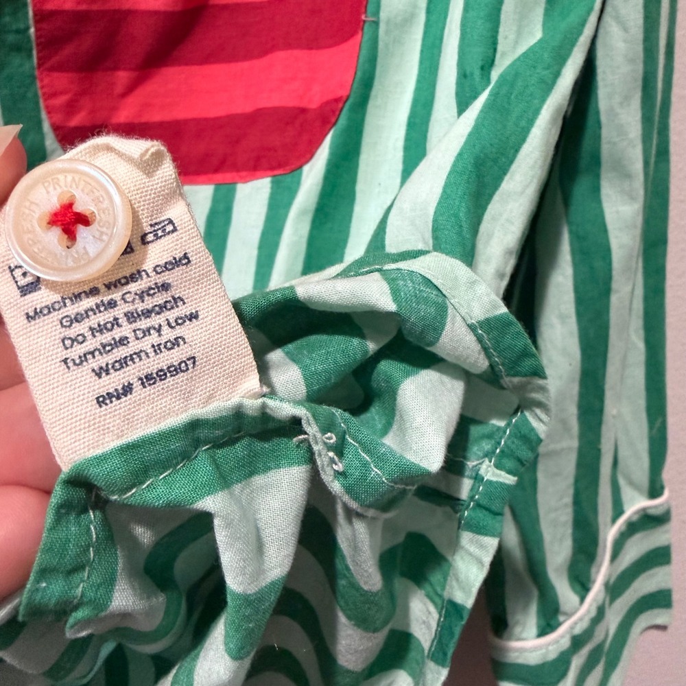 Printfresh Pajama Set Womens Small Red Green Holiday Striped Organic Cotton - Picture 11 of 16